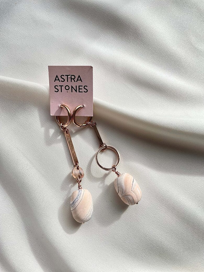 Asymmetrical Earrings with Agate
