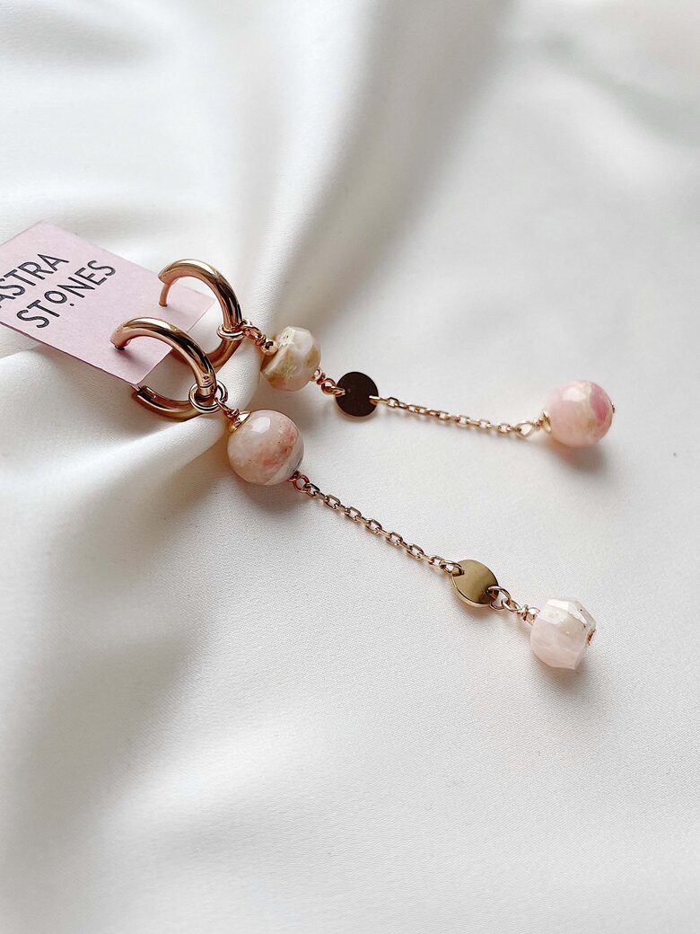 Asymmetrical Earrings with Opal