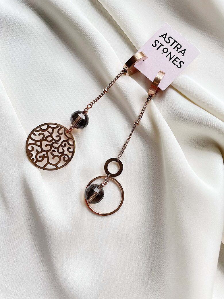 Asymmetrical Earrings with Quartz