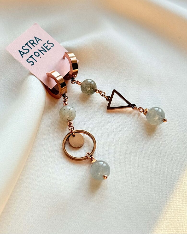 Asymmetrical Earrings with Labradorite