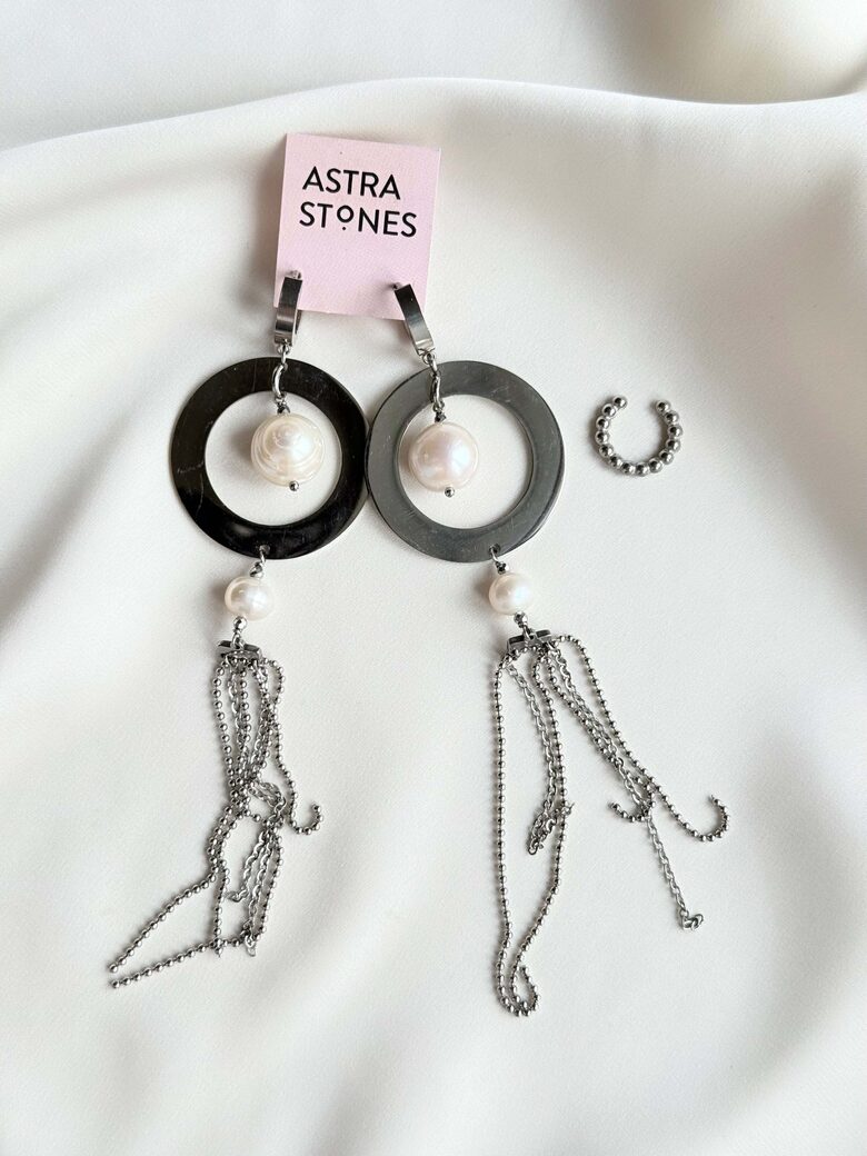 Earrings with Pearl & cuff